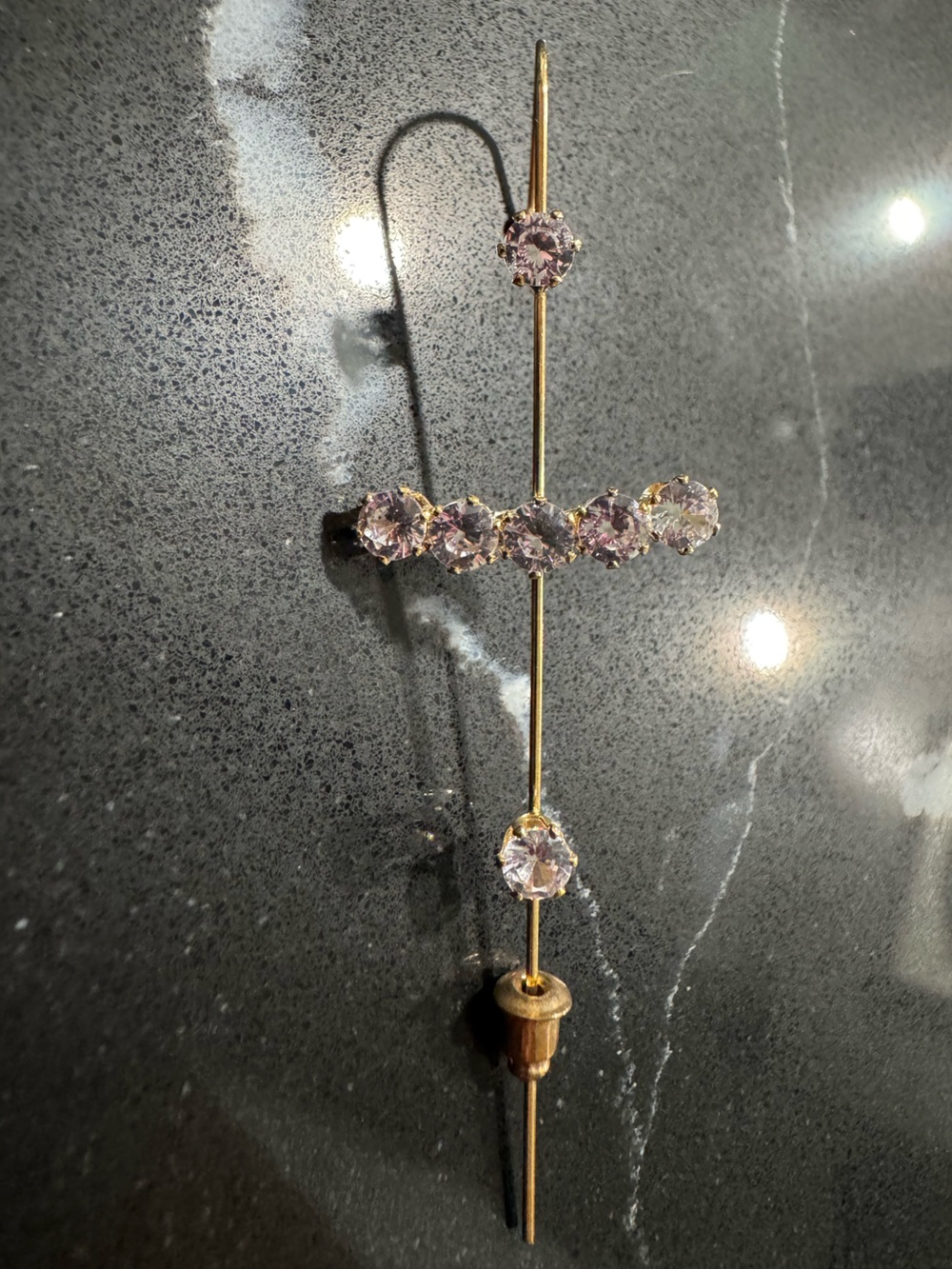 Delicate Gold Drop Earrings with Light Pink Crystals